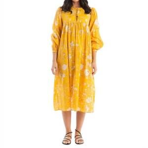 NEW MATTA hamsa garden midi dress in gold